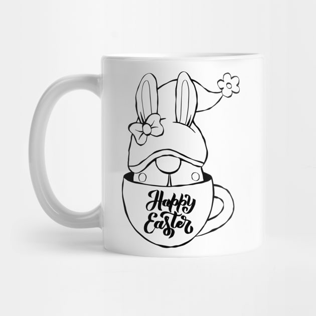 Cute bunny gnome ,happy Easter cartoon, Cartoon style. by 9georgeDoodle